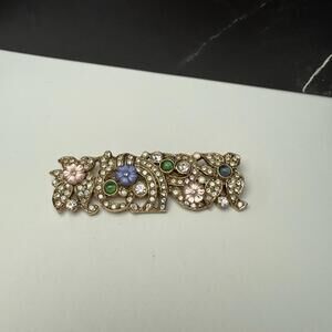 1928 Collection Spring Flowers Rhinestone Gold Tone Brooch Pin